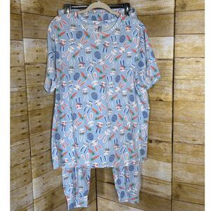 PJ PLACE BUNNY NOVELTY COTTON FAMILY EASTER TWO PIECE  JOGGER PJ SET SIZE XLARGE